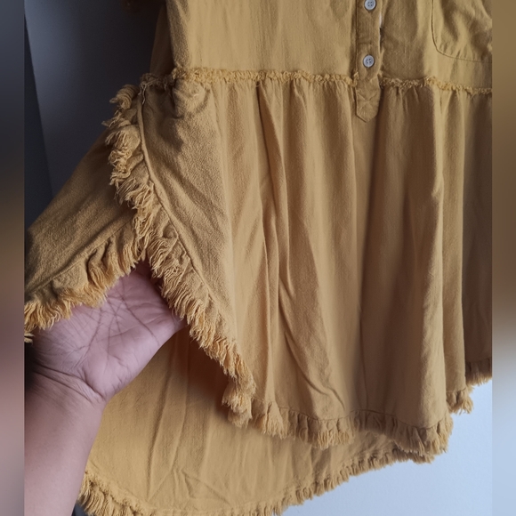 Umgee Yellow Fringed Button-Up Shirt - Picture 5 of 5